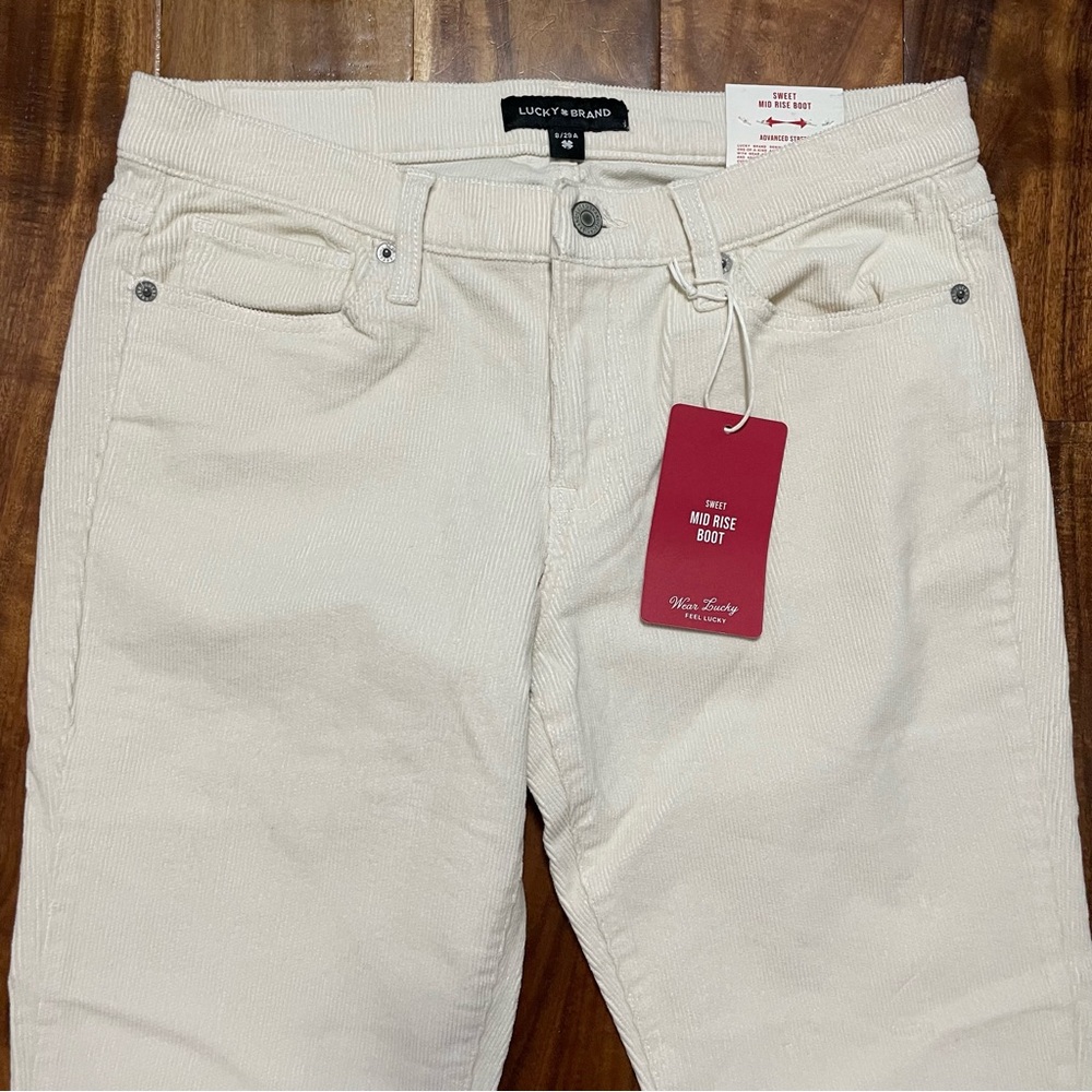 NWT Lucky Brand Mid Rise Corduroy Sweet Boot Pants Cream 8/29 - Picture 5 of 11
